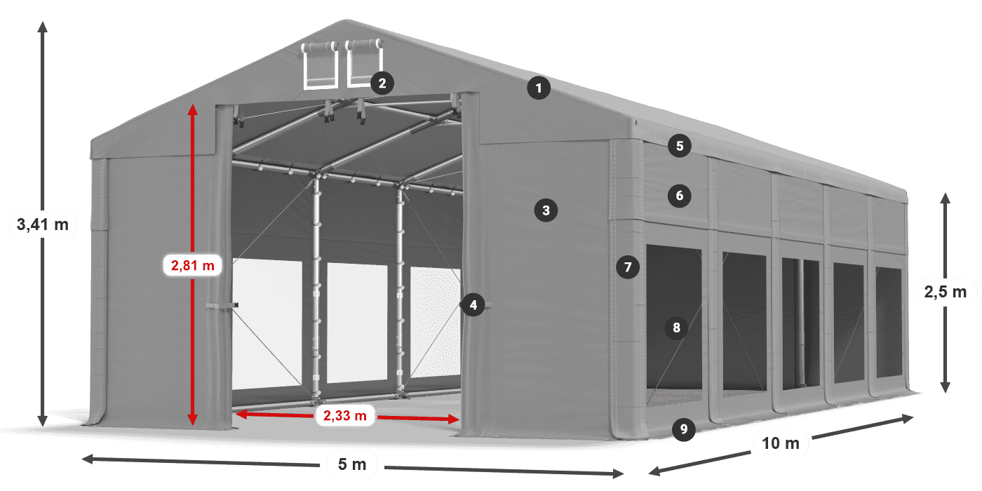 Krov: FR 620 PVC Zidovi: MS 580 PVC 2,5 m legenda