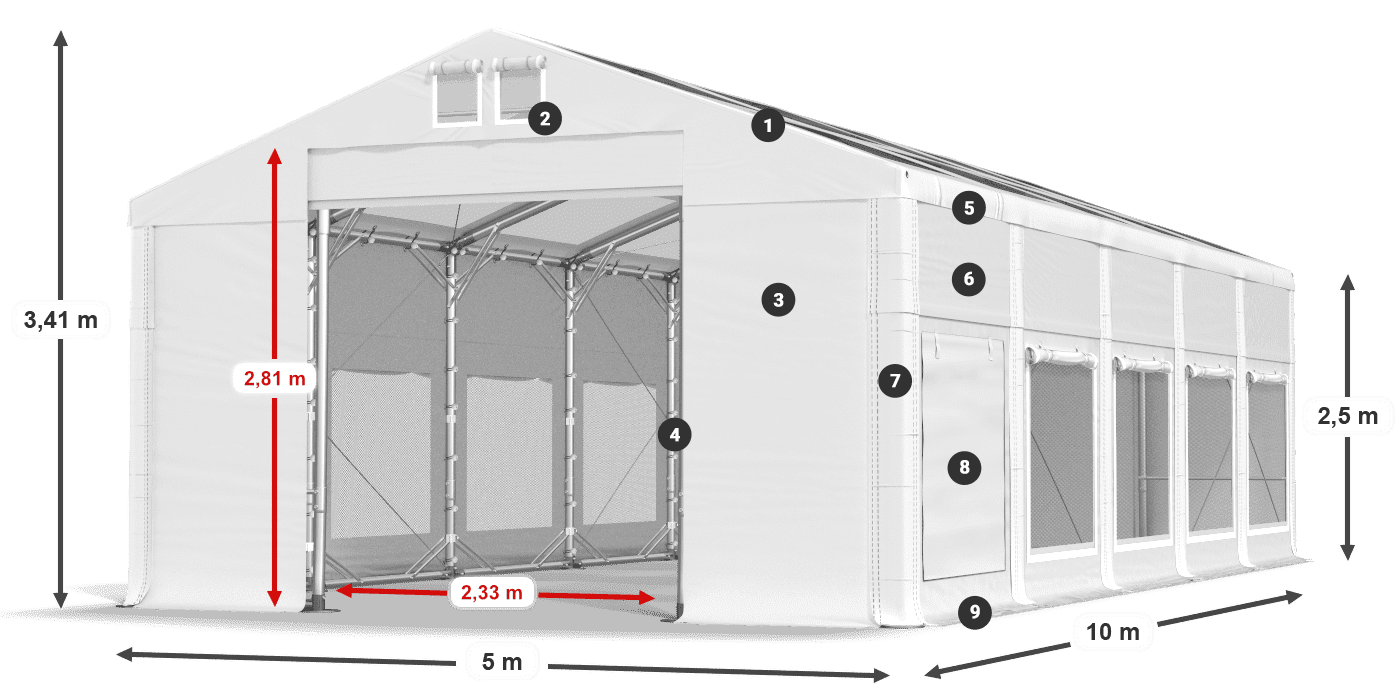 Krov: MS T 580 PVC Zidovi: SD M 500 PVC Legenda od 2,5 m