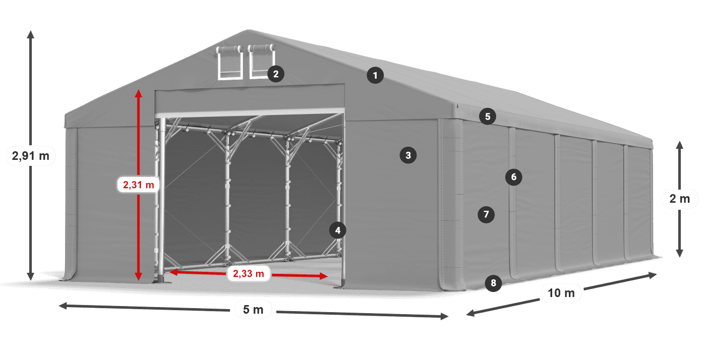 Krov: FR 620 PVC Zidovi: SD 580 PVC Legenda od 2 m