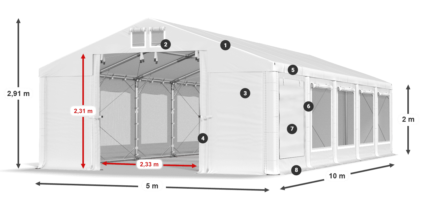 Krov: FR 620 PVC Zidovi: SD 500 PVC Legenda od 2 m
