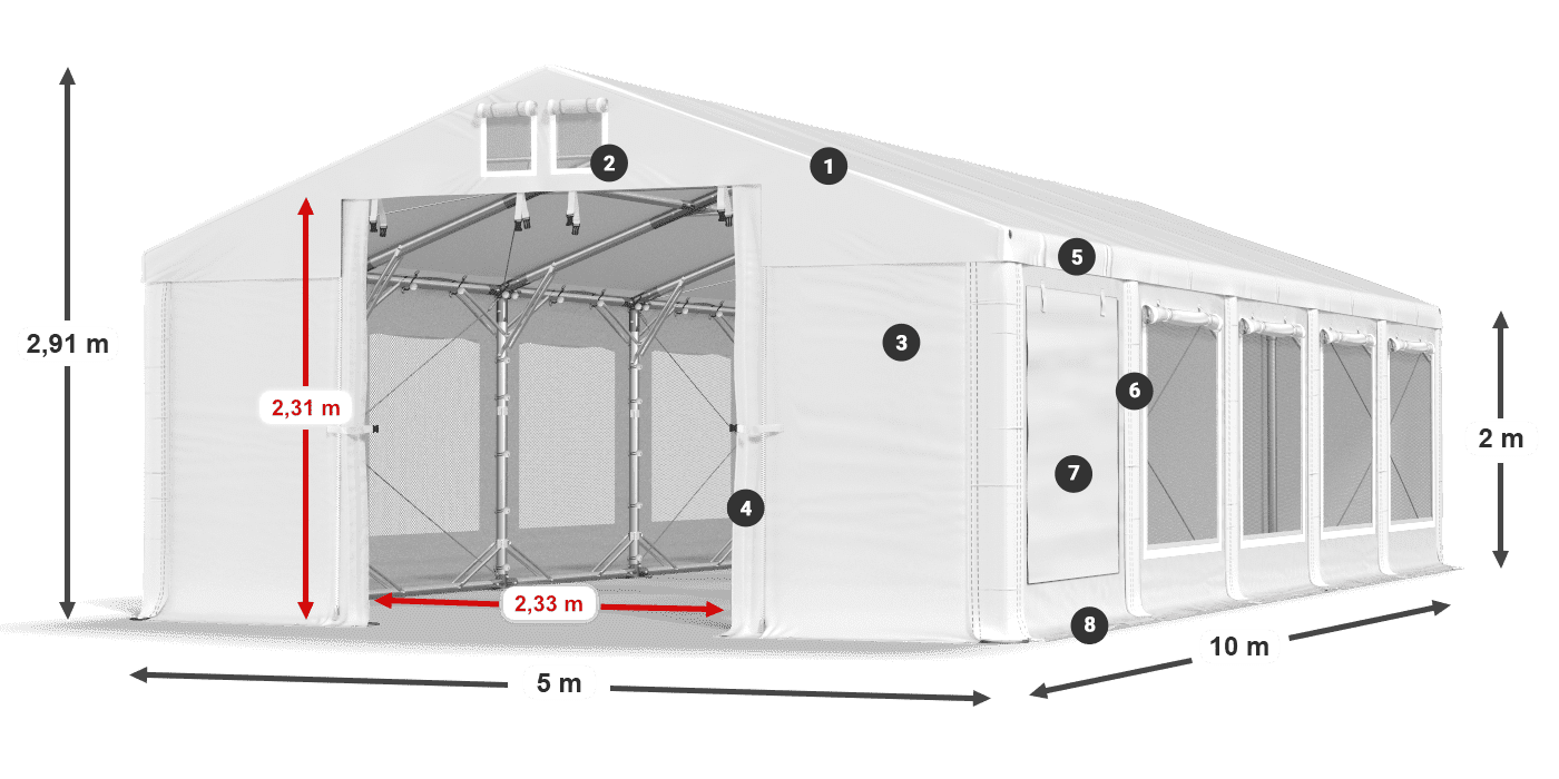 Krov: FR 620 PVC Zidovi: SD 500 PVC Legenda od 2 m