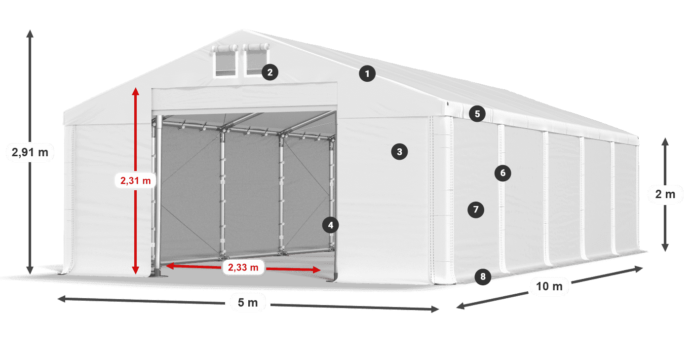 Krov: FR 620 PVC Zidovi: SD 500 PVC Legenda od 2 m