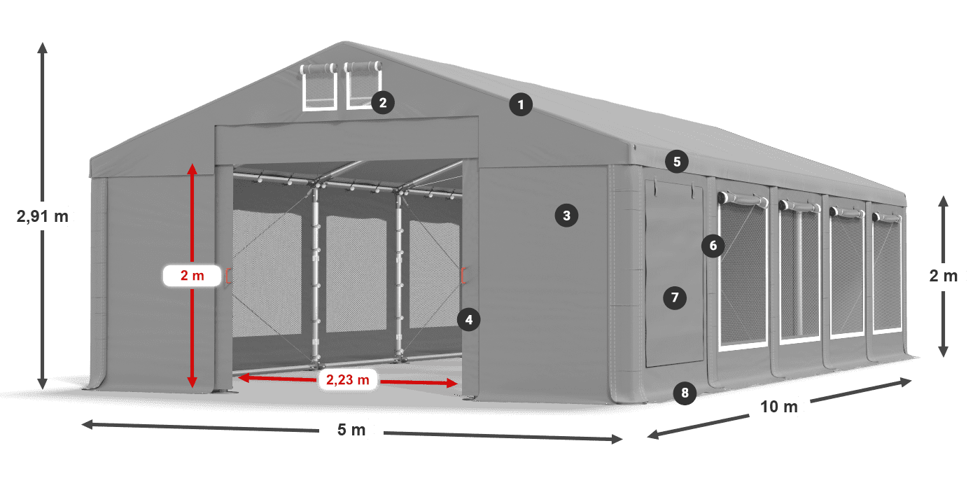 Krov: FR 620 PVC Zidovi: SD 500 PVC Legenda od 2 m