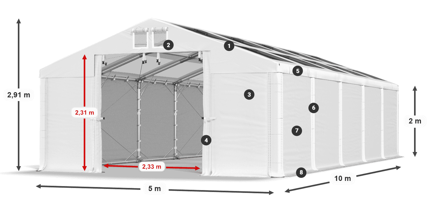 Krov: MS T 580 PVC Zidovi: FR 620 PVC Legenda od 2 m