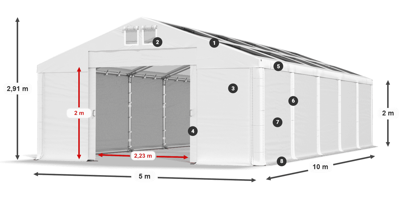 Krov: MS T 580 PVC Zidovi: FR 620 PVC Legenda od 2 m
