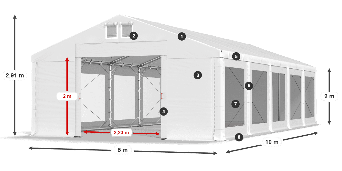 Krov: MS 580 PVC Zidovi: MS 580 PVC Legenda od 2 m
