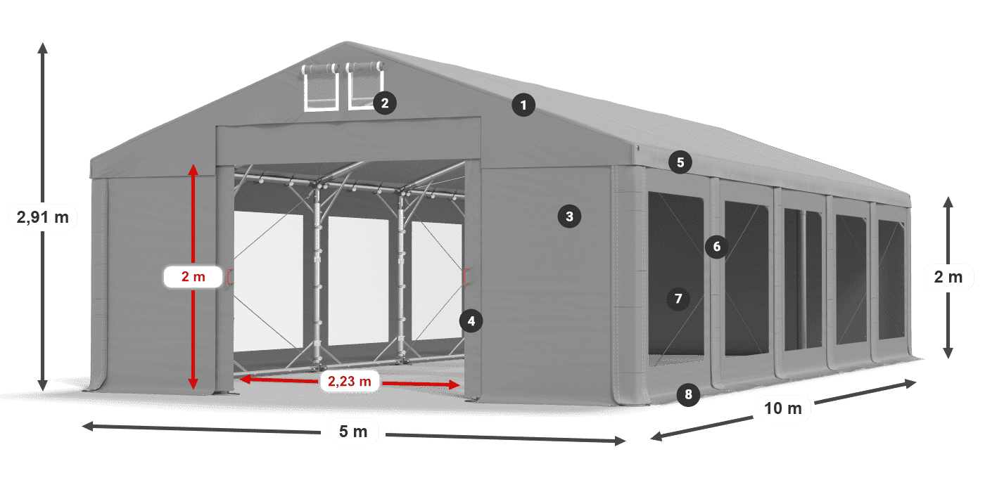 Krov: MS 580 PVC Zidovi: MS 580 PVC Legenda od 2 m
