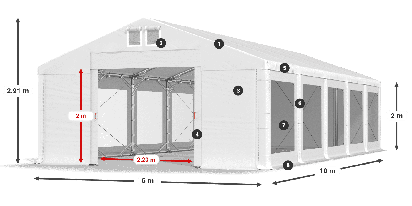 Krov: MS 580 PVC Zidovi: MS 580 PVC Legenda od 2 m