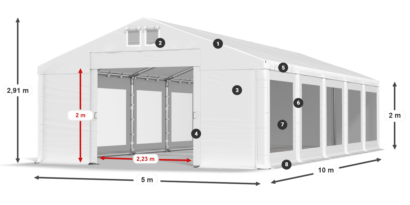 Krov: MS 580 PVC Zidovi: MS 580 PVC Legenda od 2 m