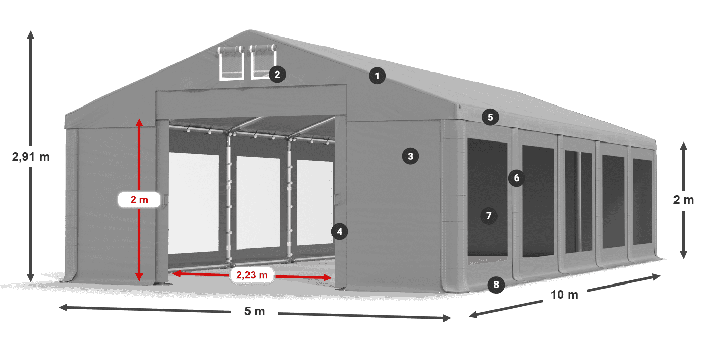 Krov: MS 580 PVC Zidovi: MS 580 PVC Legenda od 2 m