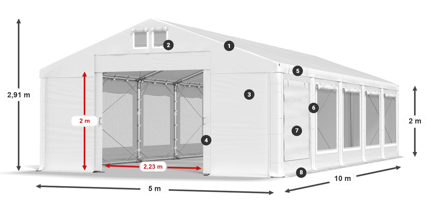 Krov: MS 580 PVC Zidovi: SD M 500 PVC Legenda od 2 m