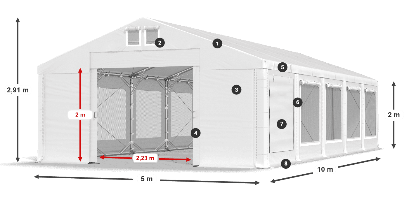 Krov: MS 580 PVC Zidovi: SD M 500 PVC Legenda od 2 m