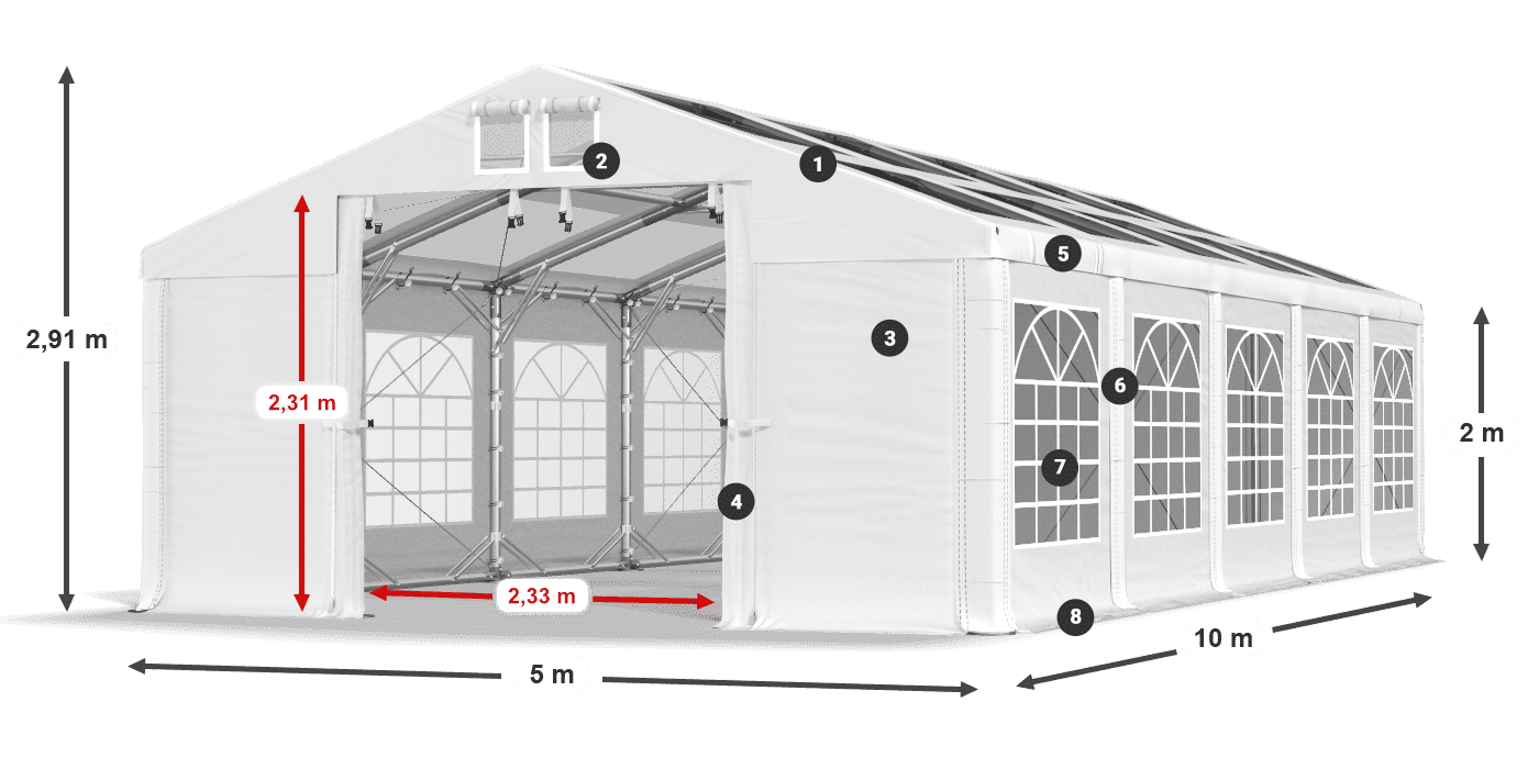 Krov: MS 580 PVC Zidovi: SD 500 PVC Legenda od 2 m