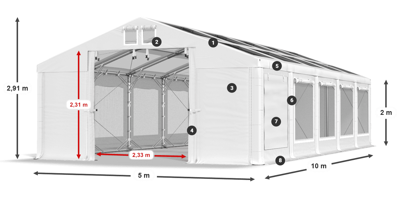 Krov: MS T 580 PVC Zidovi: SDM 500 PVC 2m legenda