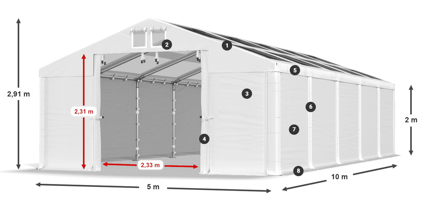 Krov: MS T 580 PVC Zidovi: SD 500 PVC Legenda od 2 m