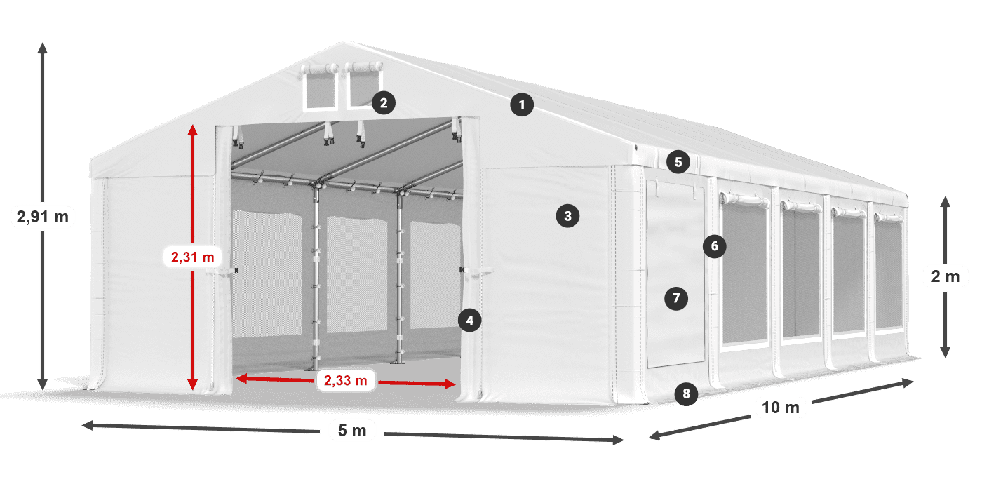 Krov: MS 580 PVC Zidovi: SD M 500 PVC Legenda od 2 m