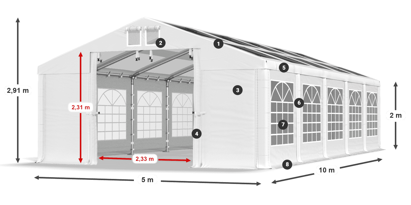 Krov: MS 580 PVC Zidovi: SD 500 PVC Legenda od 2 m