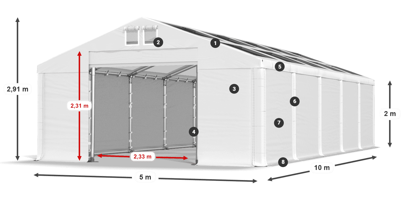 Krov: MS T 580 PVC Zidovi: SD 500 PVC Legenda od 2 m
