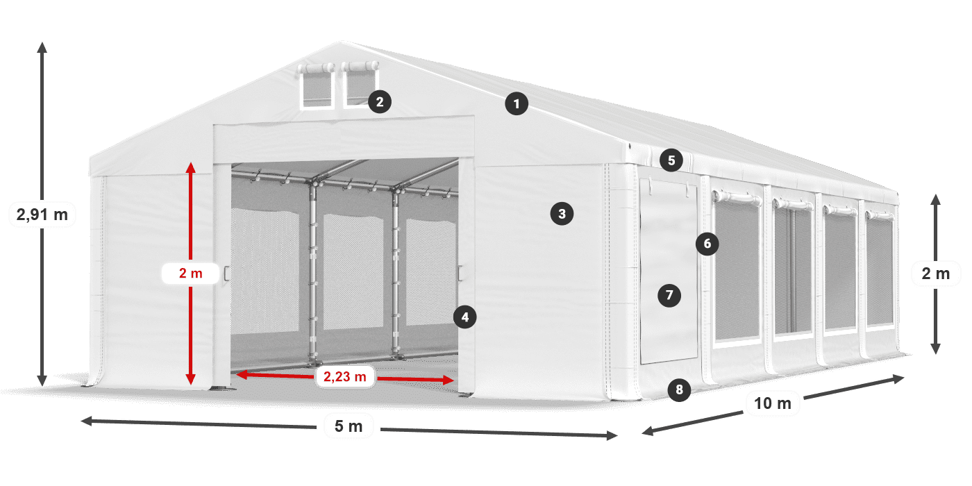 Krov: MS 580 PVC Zidovi: SD M 500 PVC Legenda od 2 m