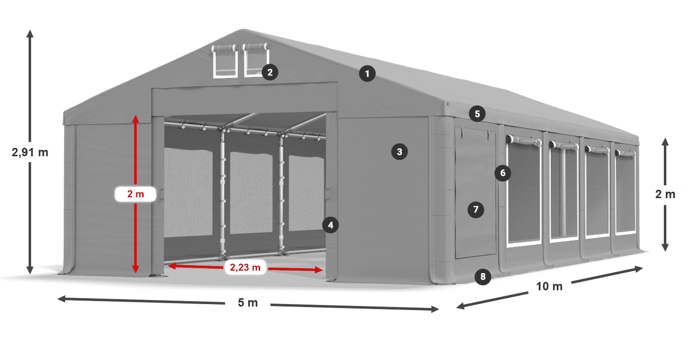 Krov: MS 580 PVC Zidovi: SD M 500 PVC Legenda od 2 m