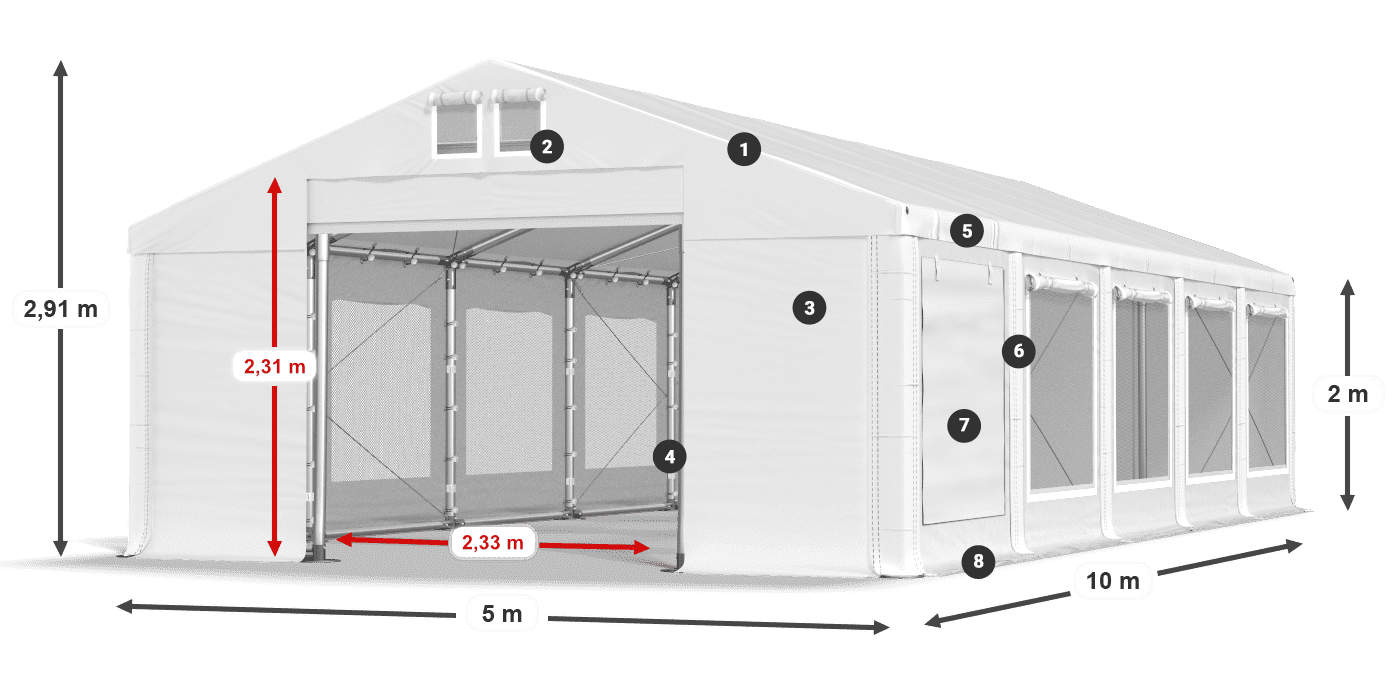 Krov: MS 580 PVC Zidovi: SD M 500 PVC Legenda od 2 m