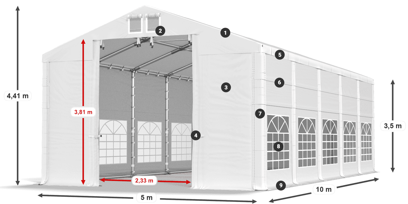 Krov: MS 580 PVC Zidovi: FR 620 PVC 3,5 m legenda