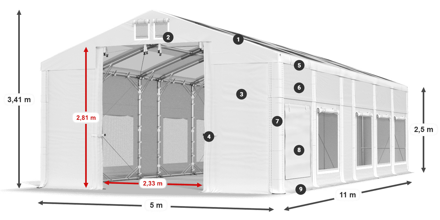 Krov: MS T 580 PVC Zidovi: SD M 500 PVC Legenda od 2,5 m