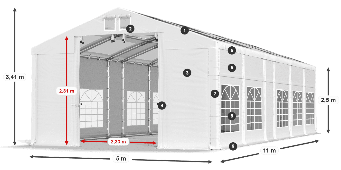 Krov: MS 580 PVC Zidovi: SD 500 PVC Legenda od 2,5 m