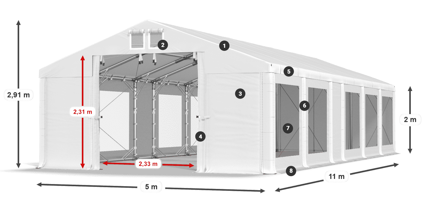 Krov: FR 620 PVC Zidovi: MS 580 PVC Legenda od 2 m