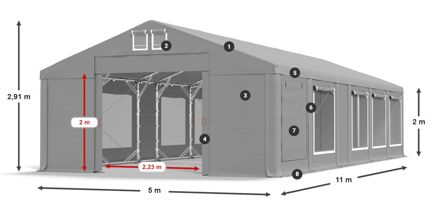 Krov: FR 620 PVC Zidovi: SD 500 PVC Legenda od 2 m