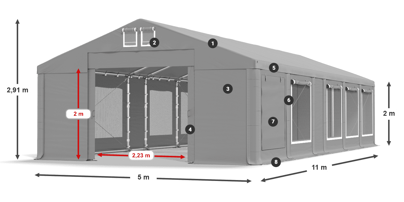 Krov: FR 620 PVC Zidovi: SD 500 PVC Legenda od 2 m