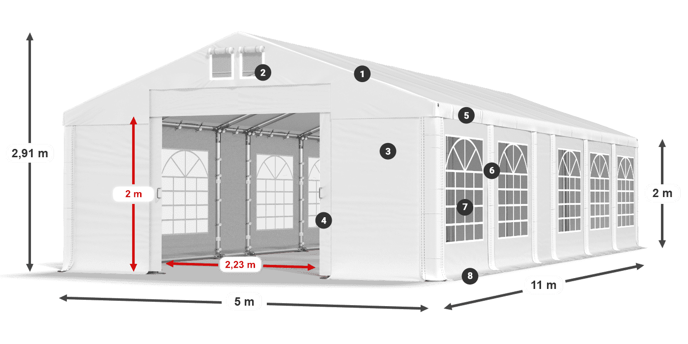 Krov: MS 580 PVC Zidovi: FR 620 PVC Legenda od 2 m