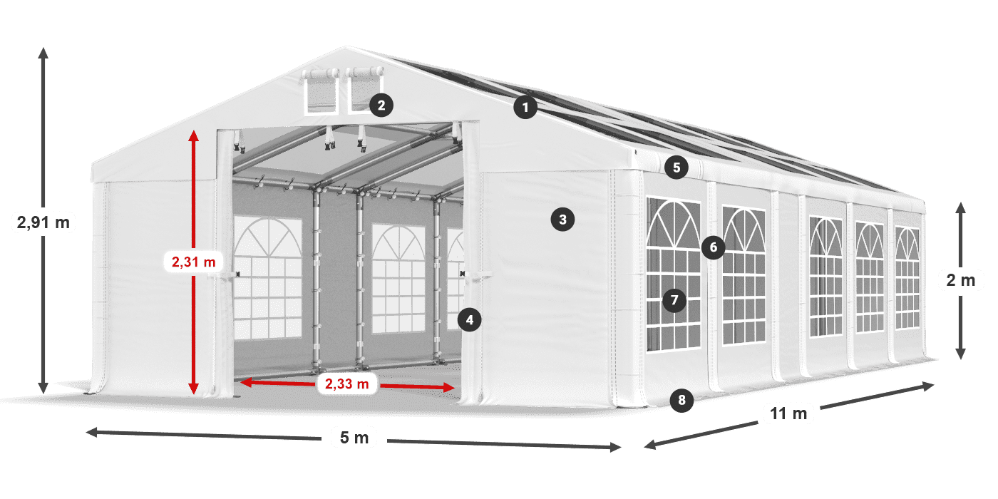 Krov: MS T 580 PVC Zidovi: FR 620 PVC Legenda od 2 m