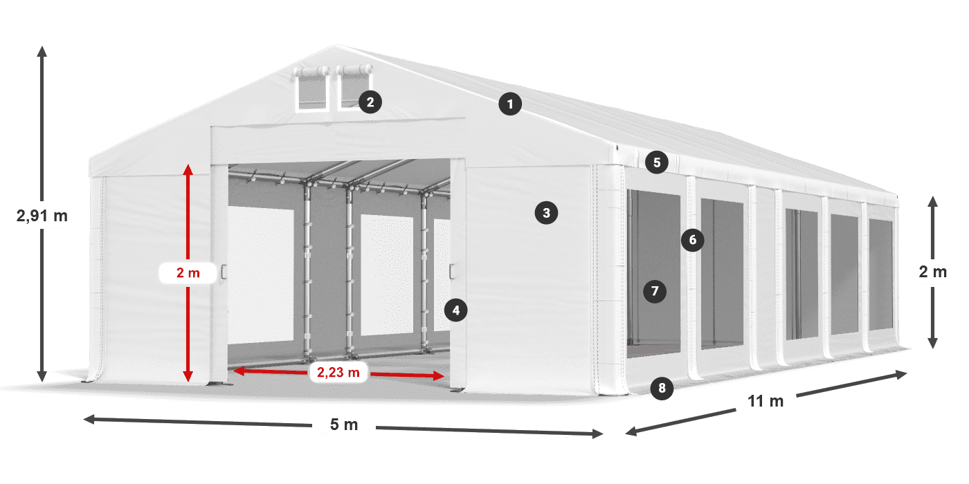 Krov: MS 580 PVC Zidovi: MS 580 PVC Legenda od 2 m
