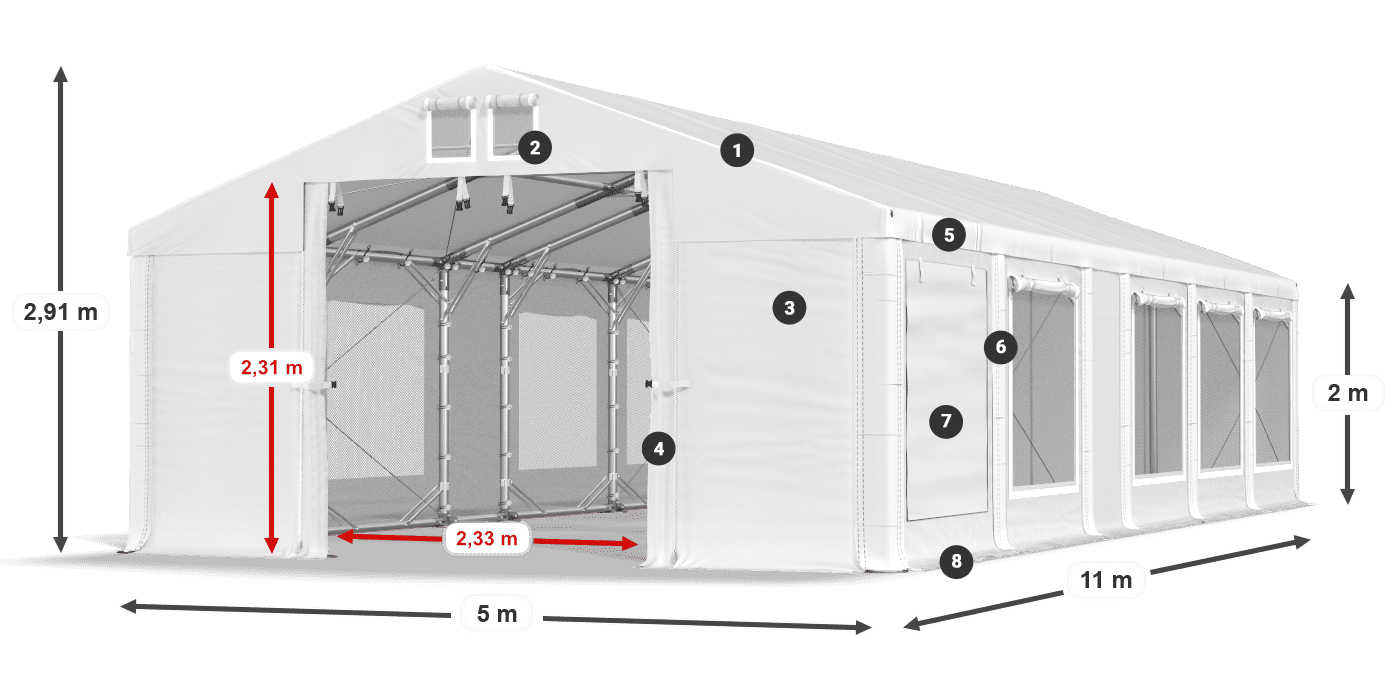 Krov: MS 580 PVC Zidovi: SD M 500 PVC Legenda od 2 m