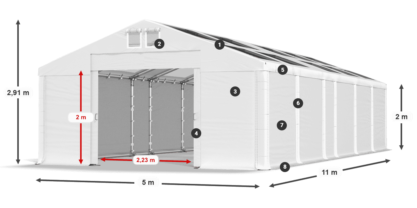 Krov: MS T 580 PVC Zidovi: SD 500 PVC Legenda od 2 m