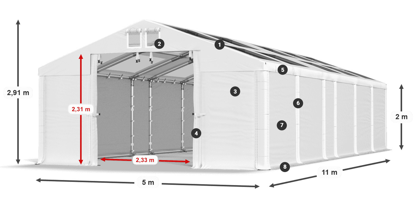 Krov: MS T 580 PVC Zidovi: SD 500 PVC Legenda od 2 m