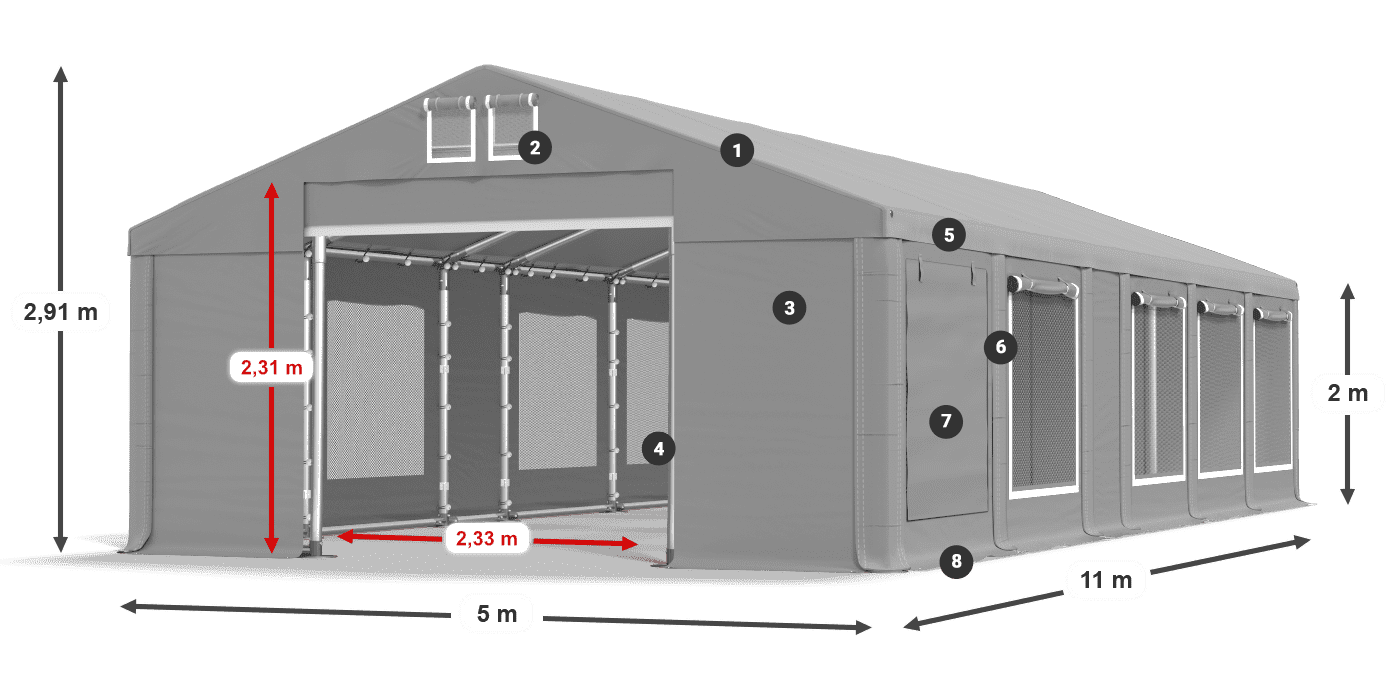Krov: MS 580 PVC Zidovi: SD M 500 PVC Legenda od 2 m