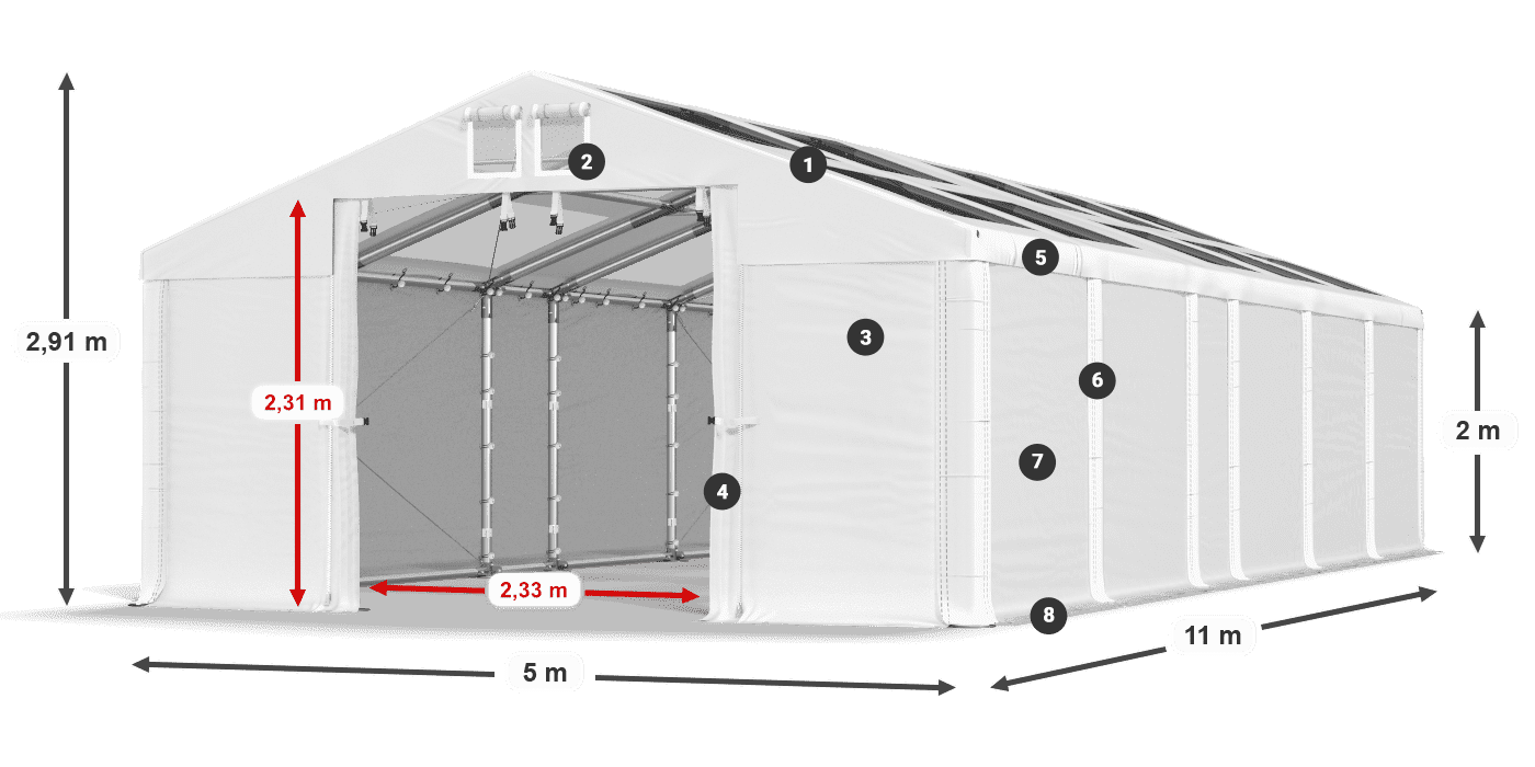 Krov: MS T 580 PVC Zidovi: SD 500 PVC Legenda od 2 m