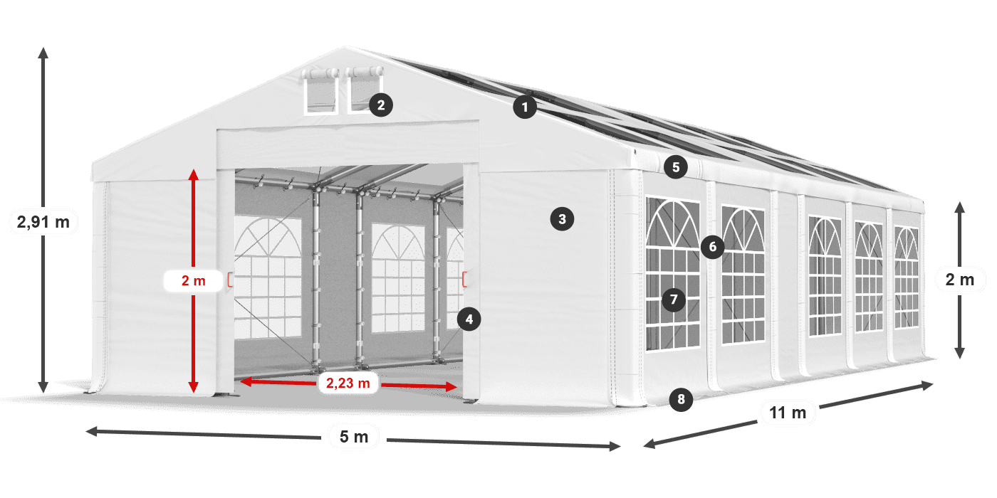 Krov: MS 580 PVC Zidovi: SD 500 PVC Legenda od 2 m