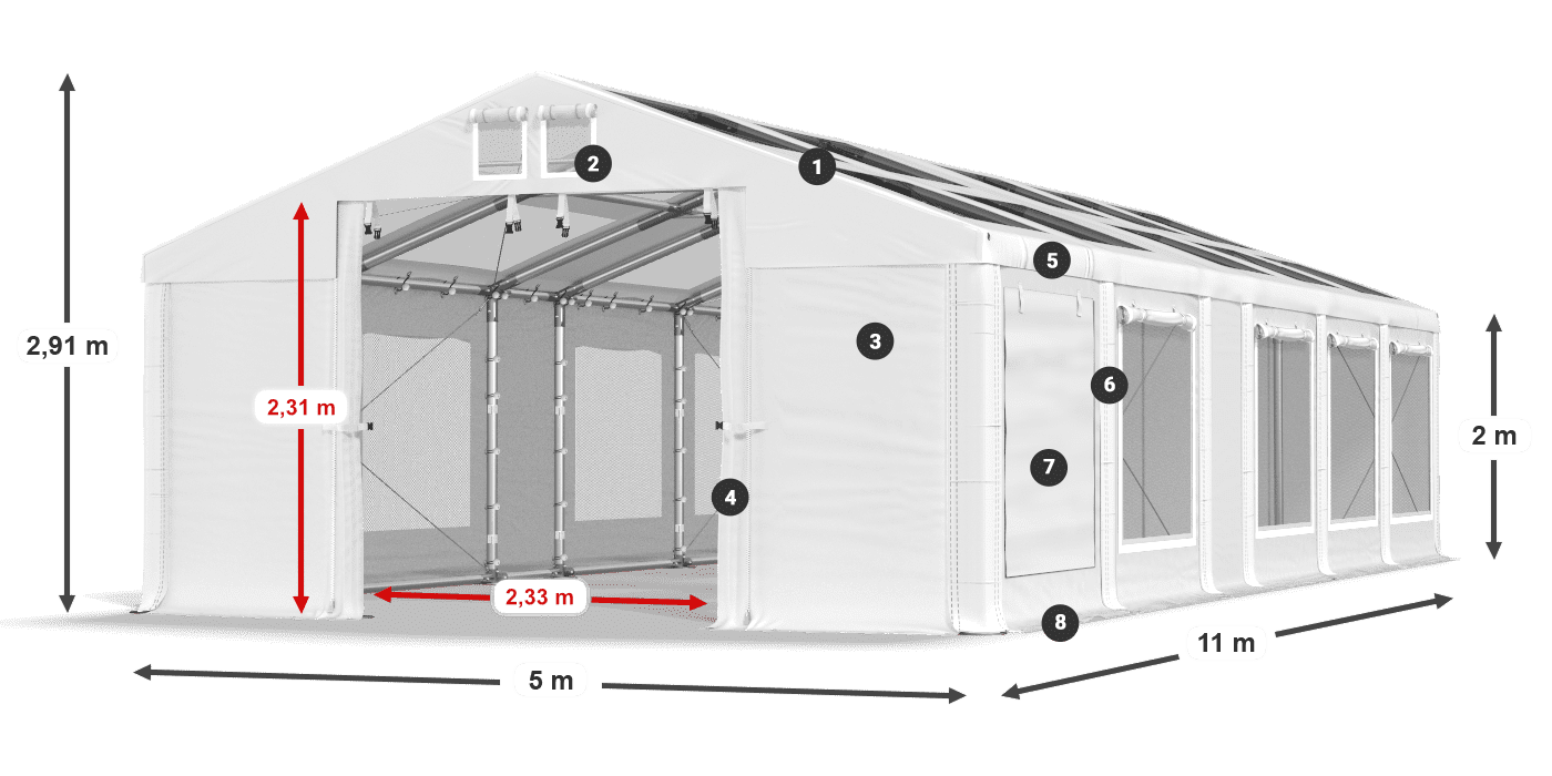 Krov: MS T 580 PVC Zidovi: SDM 500 PVC 2m legenda