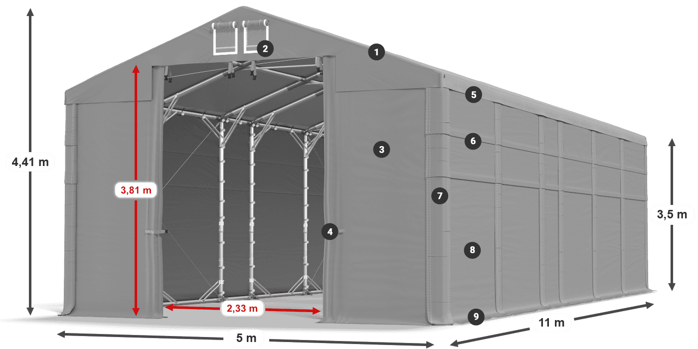 Krov: FR 620 PVC Zidovi: SD 500 PVC Legenda od 3,5 m
