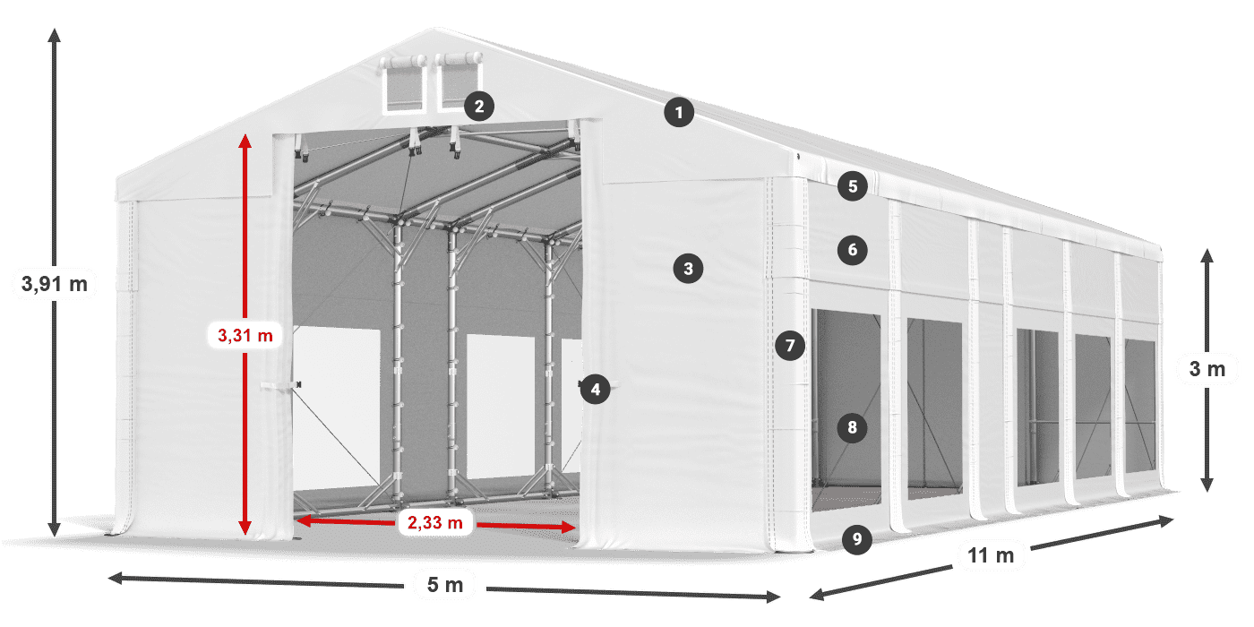 Krov: FR 620 PVC Zidovi: MS 580 PVC Legenda od 3 m