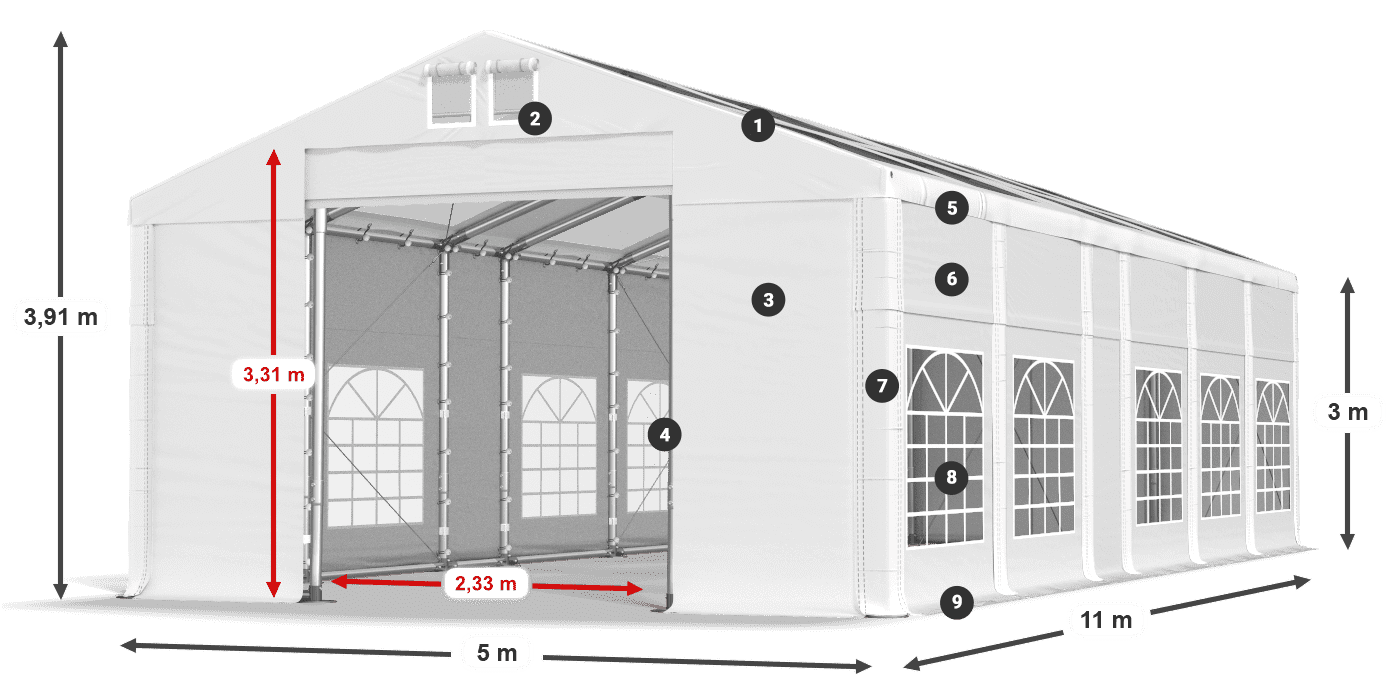 Krov: MS T 580 PVC Zidovi: FR 620 PVC Legenda od 3 m