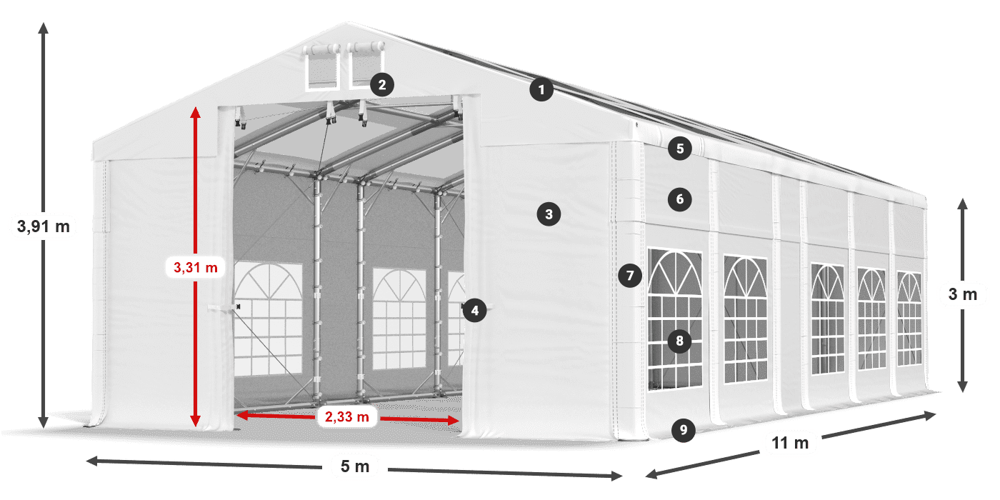 Krov: MS T 580 PVC Zidovi: SD I 500 PVC Legenda od 3 m