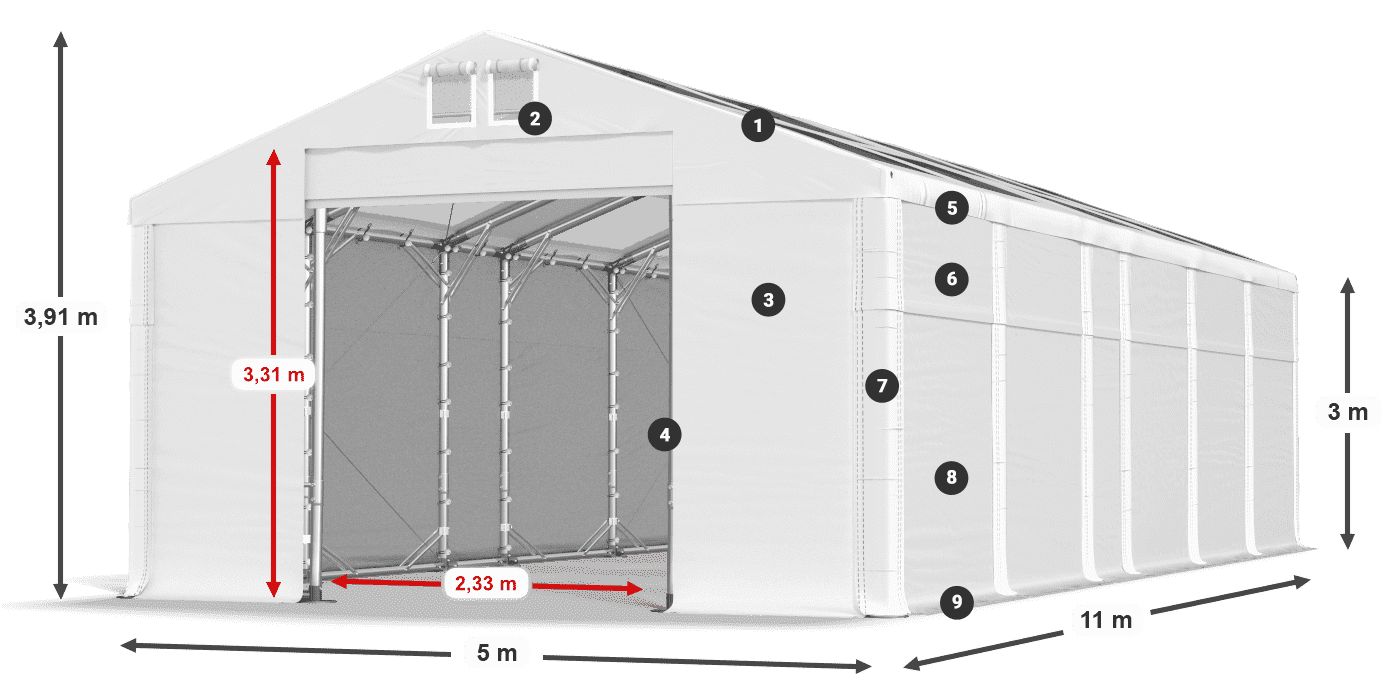 Krov: MS T 580 PVC Zidovi: SD 500 PVC Legenda od 3 m