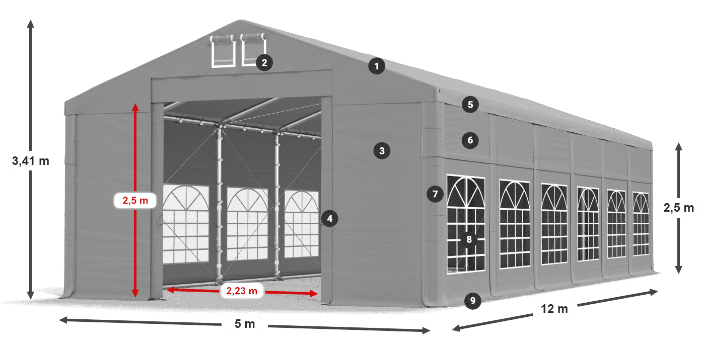 Krov: FR 620 PVC Zidovi: SD 500 PVC Legenda od 2,5 m