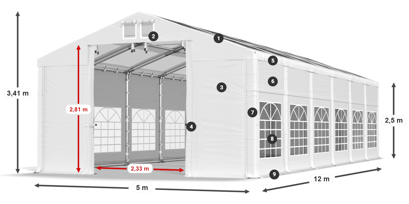 Krov: MS T 580 PVC Zidovi: FR 620 PVC Legenda od 2,5 m