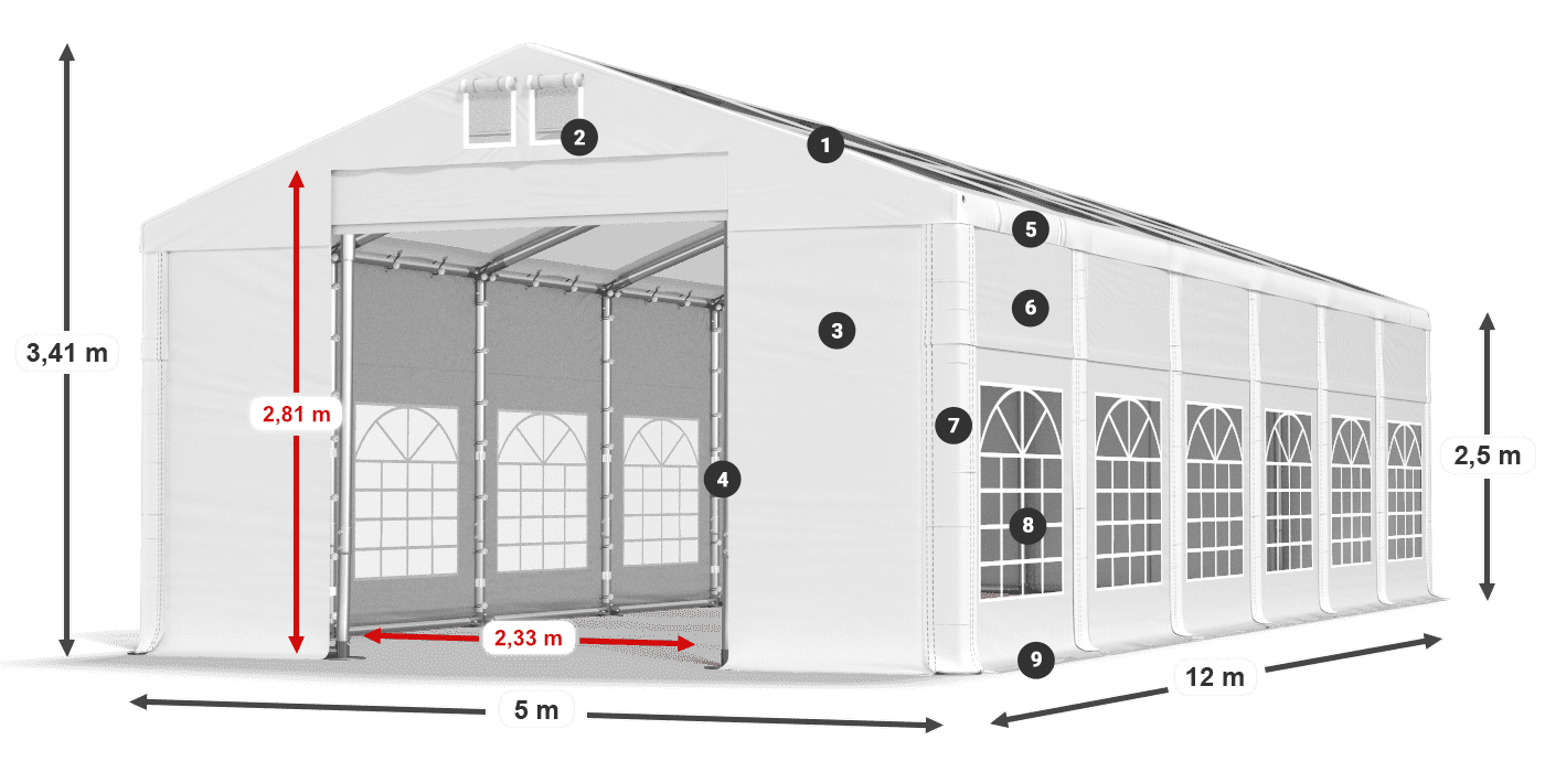 Krov: MS T 580 PVC Zidovi: FR 620 PVC Legenda od 2,5 m