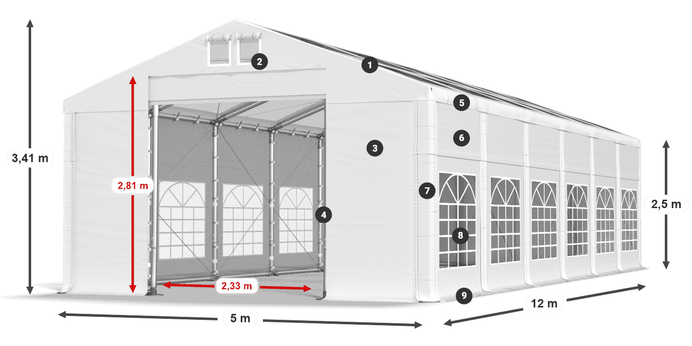 Krov: MS T 580 PVC Zidovi: FR 620 PVC Legenda od 2,5 m